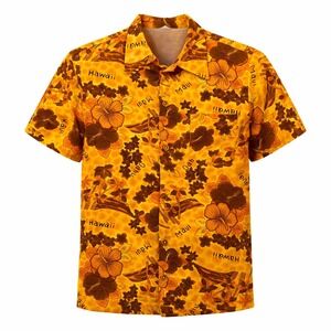 VTG 60s Royal Hawaiian Aloha Shirt Men Medium Floral Hawaii Islands Orange *READ